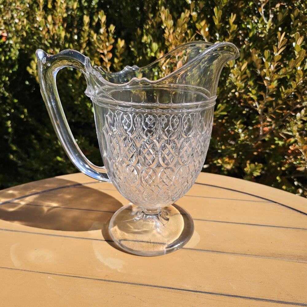 Vintage EAPG 1880 McKee and Brothers Double Spear Drink Pitcher